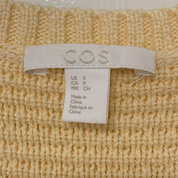 COS yellow short sleeve cropped woven sweater 100% cotton - Picture 5 of 7